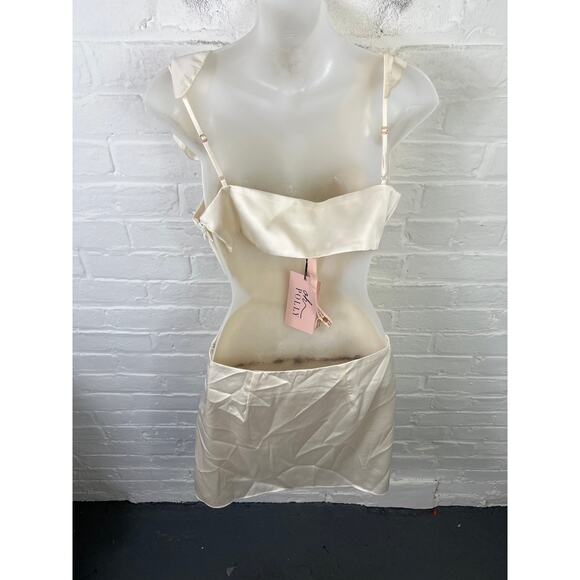 Oh Polly Women's Rialta Cut Out Satin Mini Dress Sleeveless in Ivory Size 6 NWT - Picture 7 of 10
